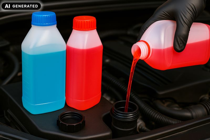 qual'è la differenza tra liquido refrigerante auto rosso e blu?